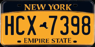 NY license plate HCX7398