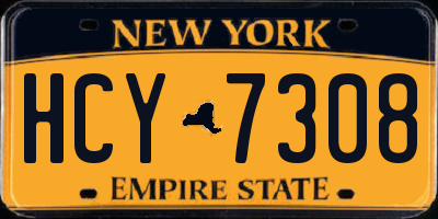 NY license plate HCY7308
