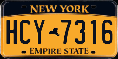 NY license plate HCY7316