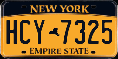 NY license plate HCY7325