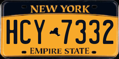 NY license plate HCY7332