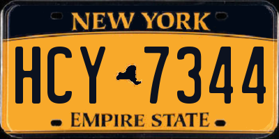 NY license plate HCY7344