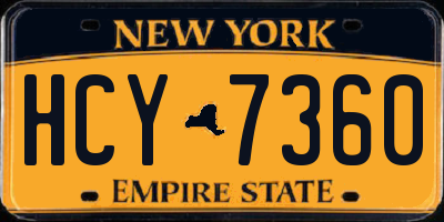 NY license plate HCY7360
