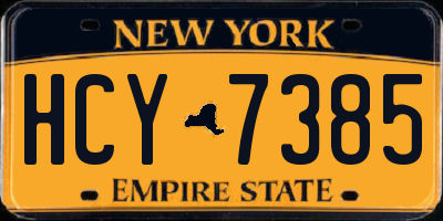 NY license plate HCY7385