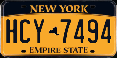 NY license plate HCY7494