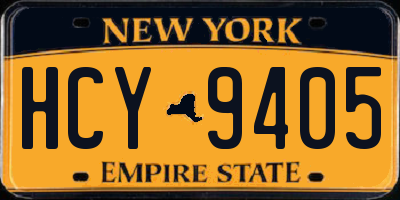 NY license plate HCY9405