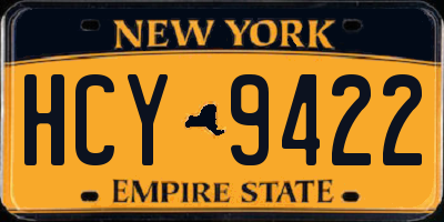 NY license plate HCY9422