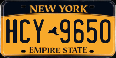 NY license plate HCY9650