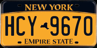 NY license plate HCY9670