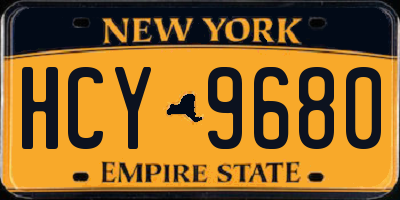 NY license plate HCY9680