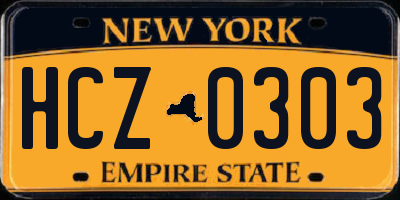 NY license plate HCZ0303