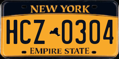NY license plate HCZ0304