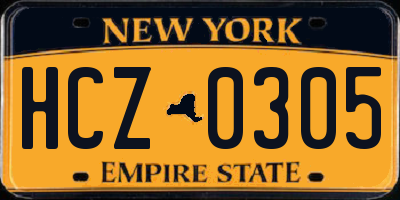NY license plate HCZ0305