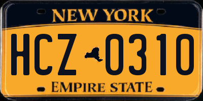 NY license plate HCZ0310