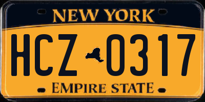 NY license plate HCZ0317