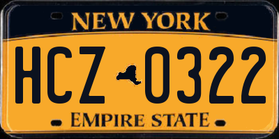 NY license plate HCZ0322