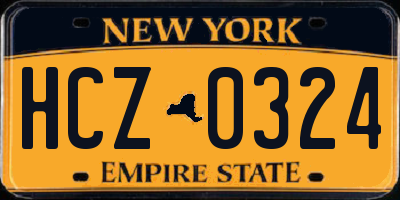 NY license plate HCZ0324