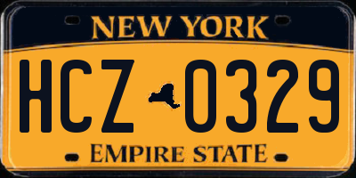 NY license plate HCZ0329