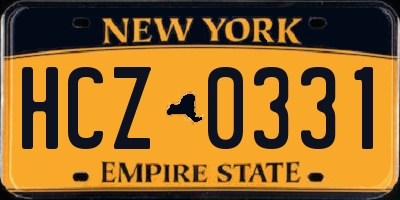 NY license plate HCZ0331