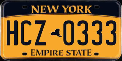 NY license plate HCZ0333