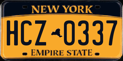 NY license plate HCZ0337