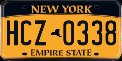 NY license plate HCZ0338