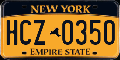 NY license plate HCZ0350