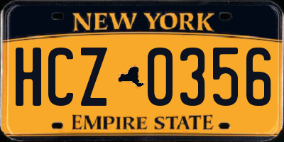 NY license plate HCZ0356