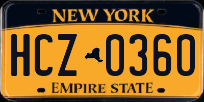 NY license plate HCZ0360