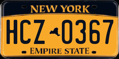 NY license plate HCZ0367