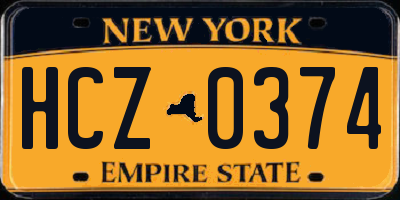 NY license plate HCZ0374