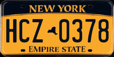 NY license plate HCZ0378