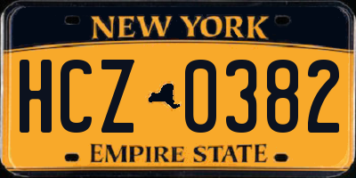 NY license plate HCZ0382