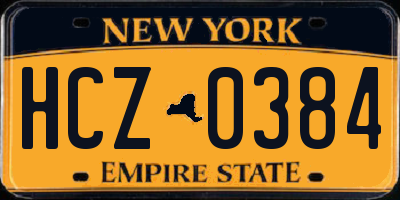 NY license plate HCZ0384