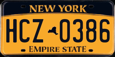 NY license plate HCZ0386