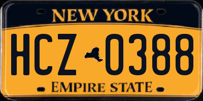 NY license plate HCZ0388