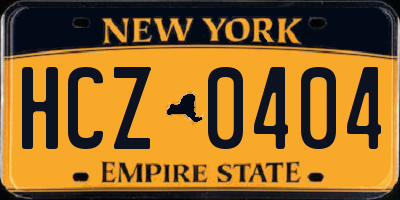 NY license plate HCZ0404