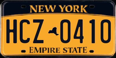 NY license plate HCZ0410