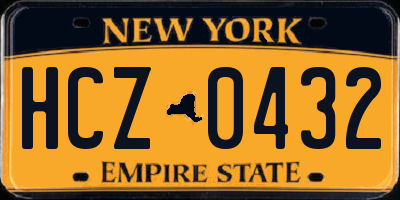 NY license plate HCZ0432