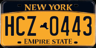 NY license plate HCZ0443