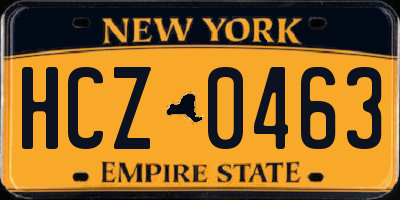 NY license plate HCZ0463