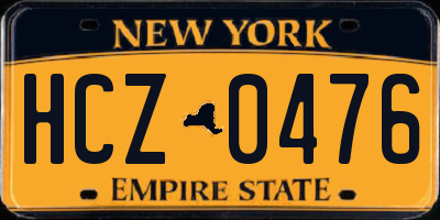 NY license plate HCZ0476