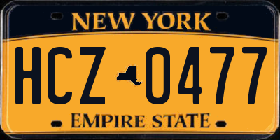 NY license plate HCZ0477