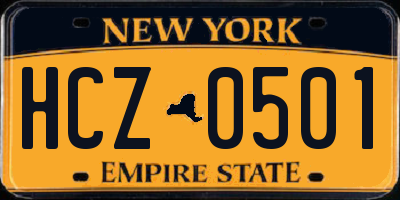 NY license plate HCZ0501