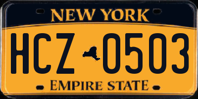 NY license plate HCZ0503