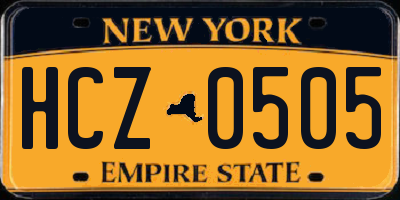 NY license plate HCZ0505