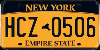 NY license plate HCZ0506