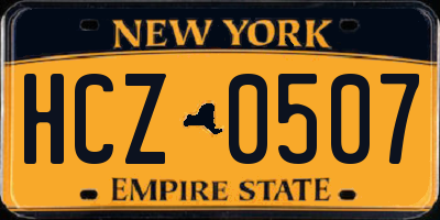 NY license plate HCZ0507