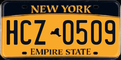 NY license plate HCZ0509