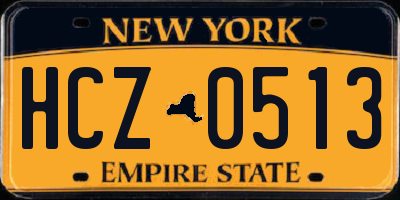 NY license plate HCZ0513